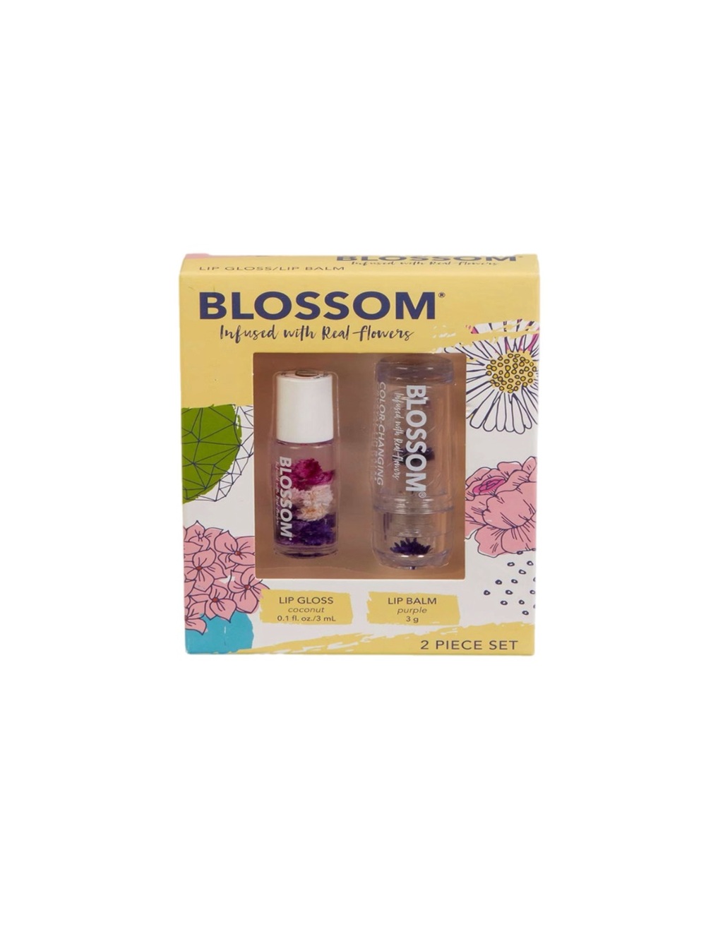 Blossom Coconut Lip Gloss and Color Changing Lip Balm Set Flower Infused